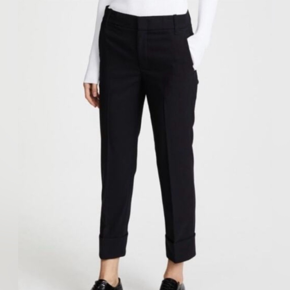 VINCE Black Cuffed Cropped Trouser Dress Pants Size 8 Work Career